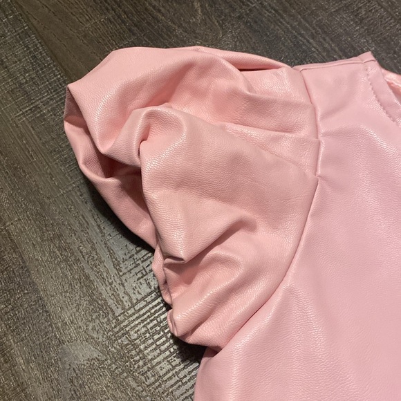 HABITUAL Girl’s Puff Sleeve Faux Leather Dress in Pink Sz. 3T - Picture 2 of 11